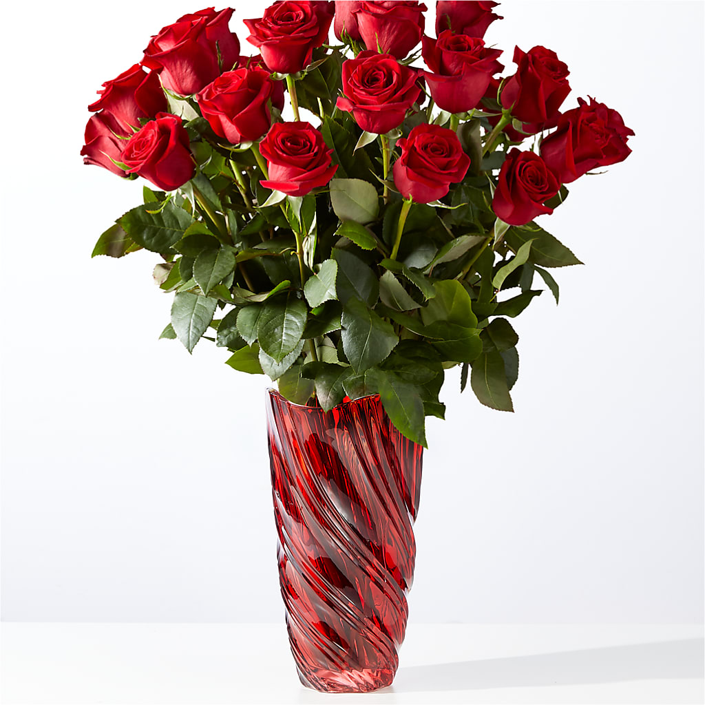 Classic Love Red Rose Bouquet with Luxe Swirl Vase – Acacia Flower Shop Inc, Orangeburg SC