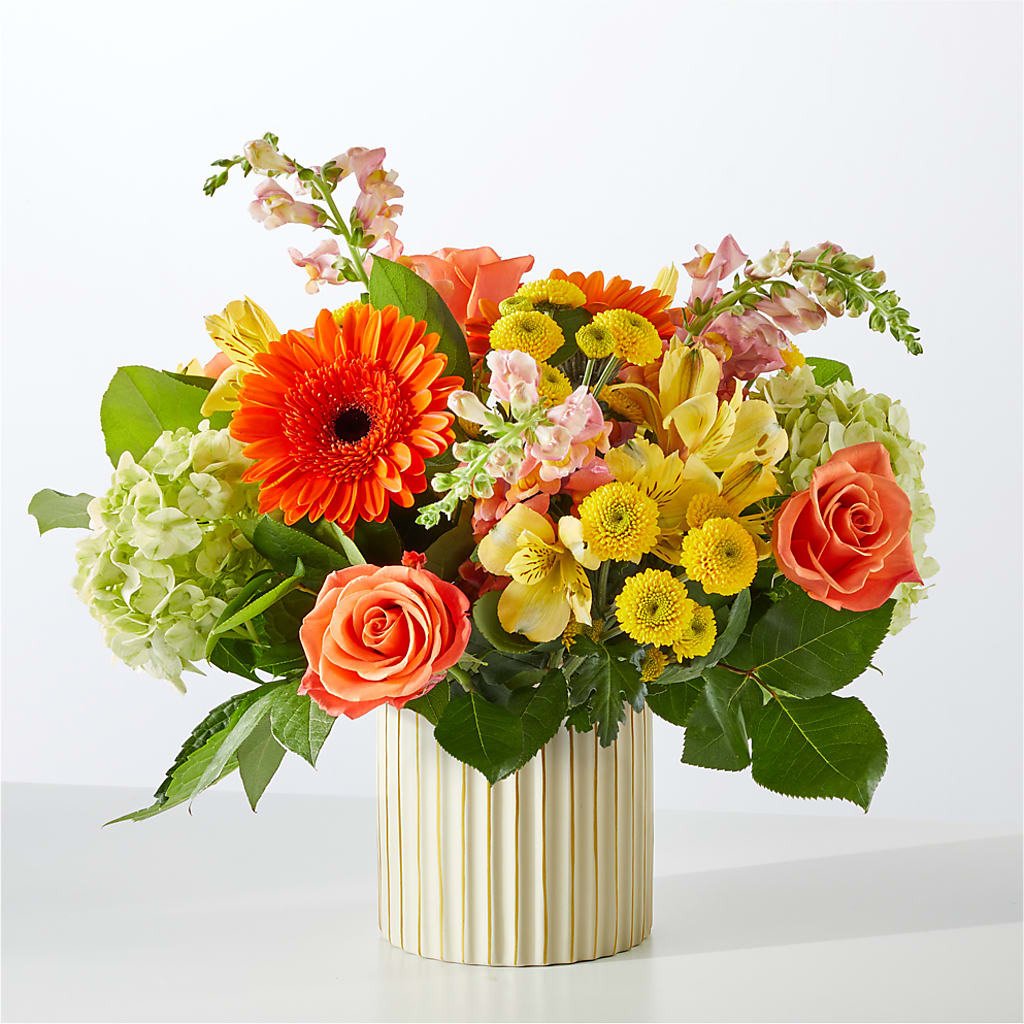 Autumn Sunshine Bouquet with Ivory Vase –  Acacia Flower Shop Inc, Orangeburg SC