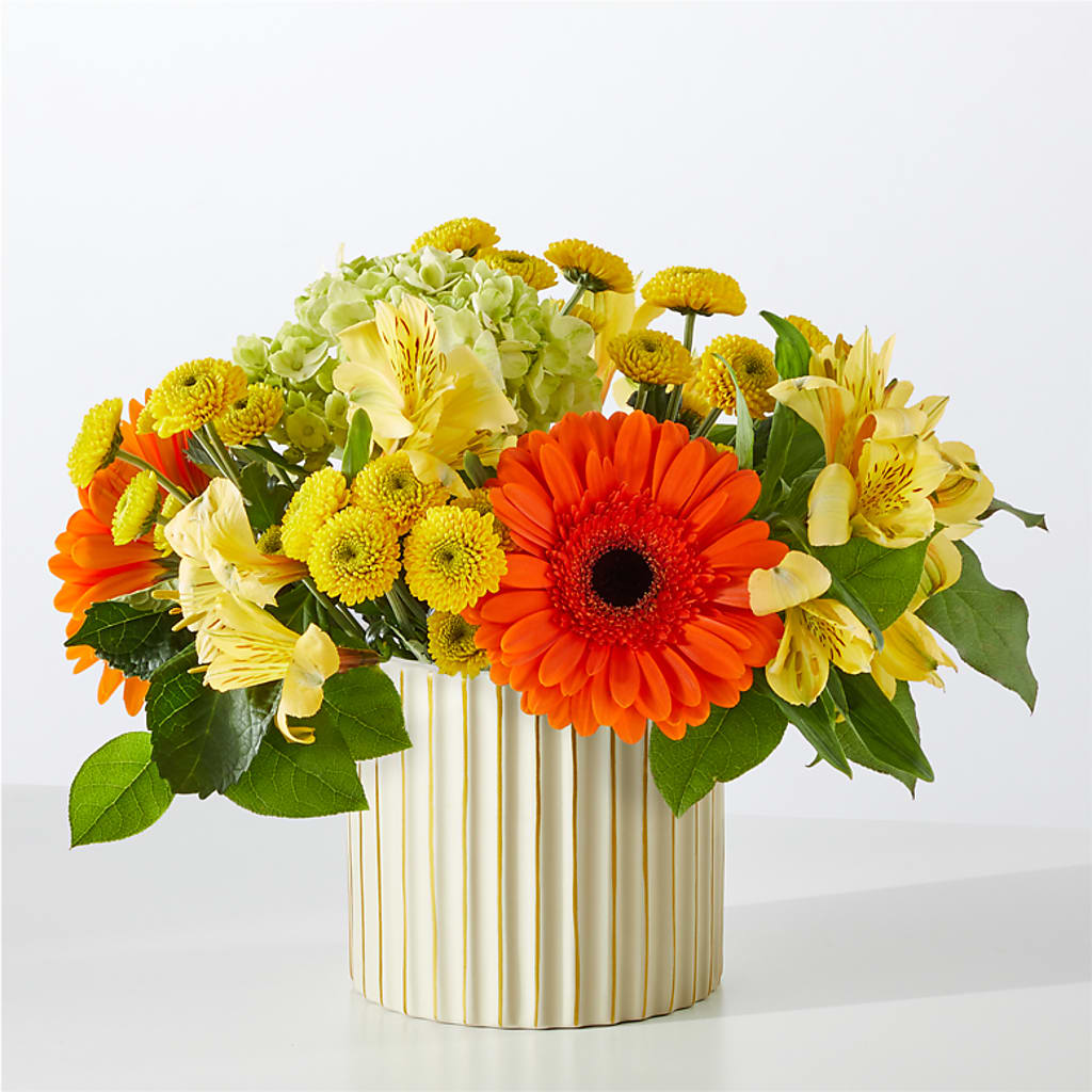 Autumn Sunshine Bouquet with Ivory Vase –  Acacia Flower Shop Inc, Orangeburg SC